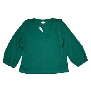 Madewell Full Sleeve Top Bubble Sleeve Top Blouse Green Size Small
